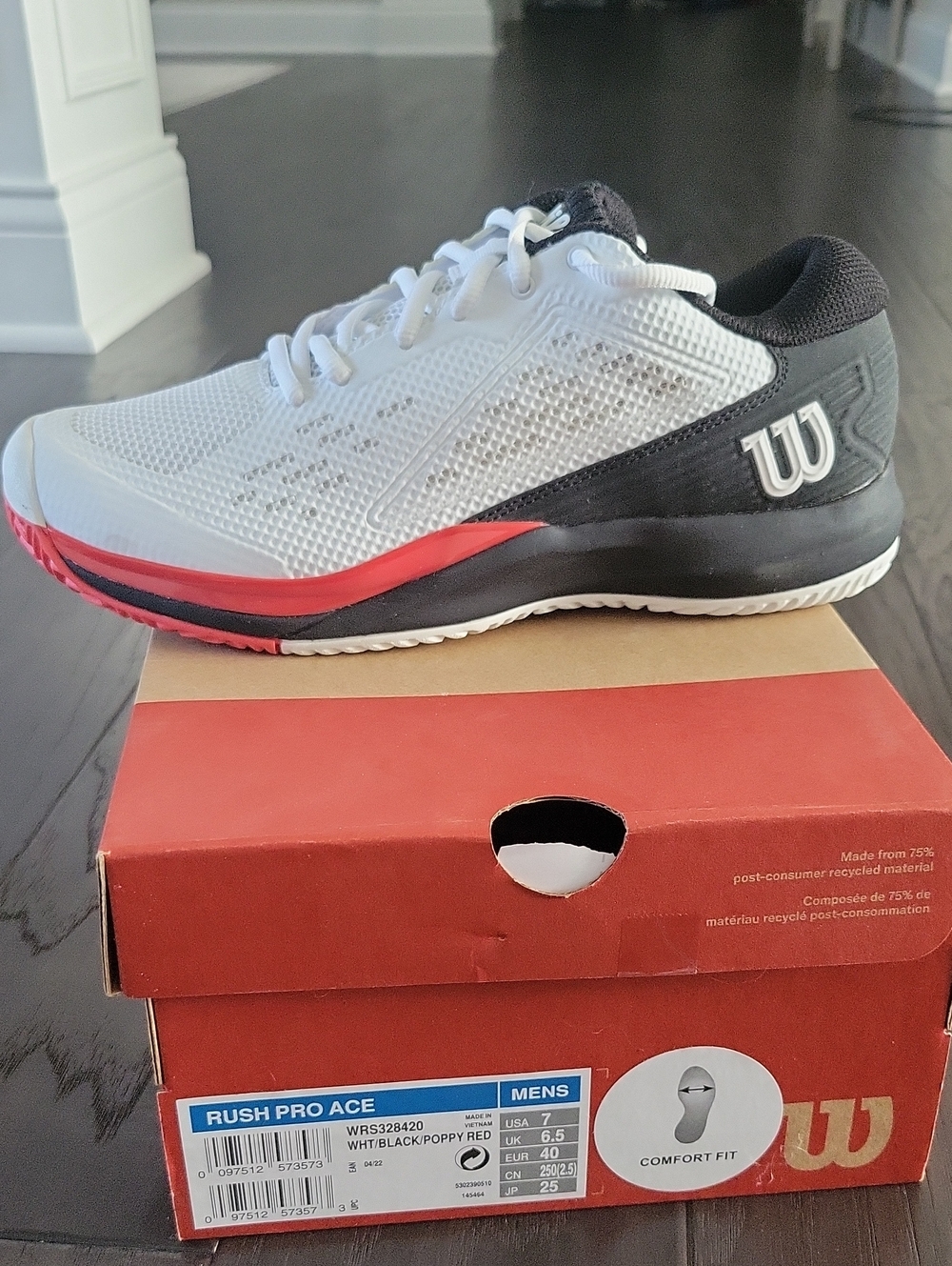 Wilson Men's Rush Pro Ace Athletic Shoes - White, Black, Red
